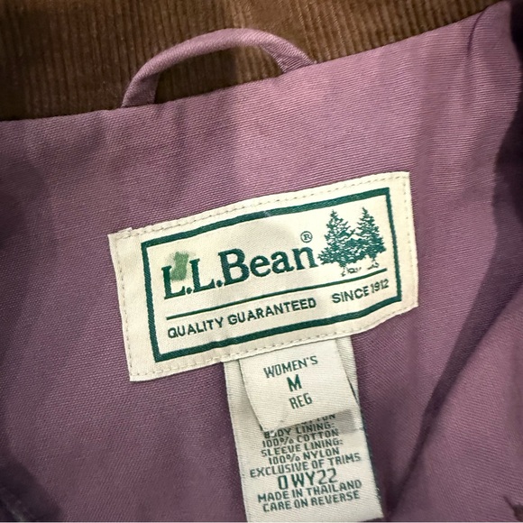 LLBean Barn Jacket Coat Vintage Purple Jacket with Corduroy Brown Collar - Picture 6 of 9
